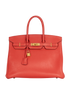 Birkin 35 in Clemence Rouge Casaque, &pound;9,500, Handbags, Red, Leather, Front view